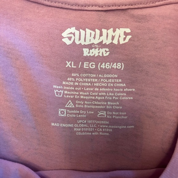 Sublime with Rome 2019 Tour Concert Tee T-shirt Pink XL NWT - Picture 5 of 5